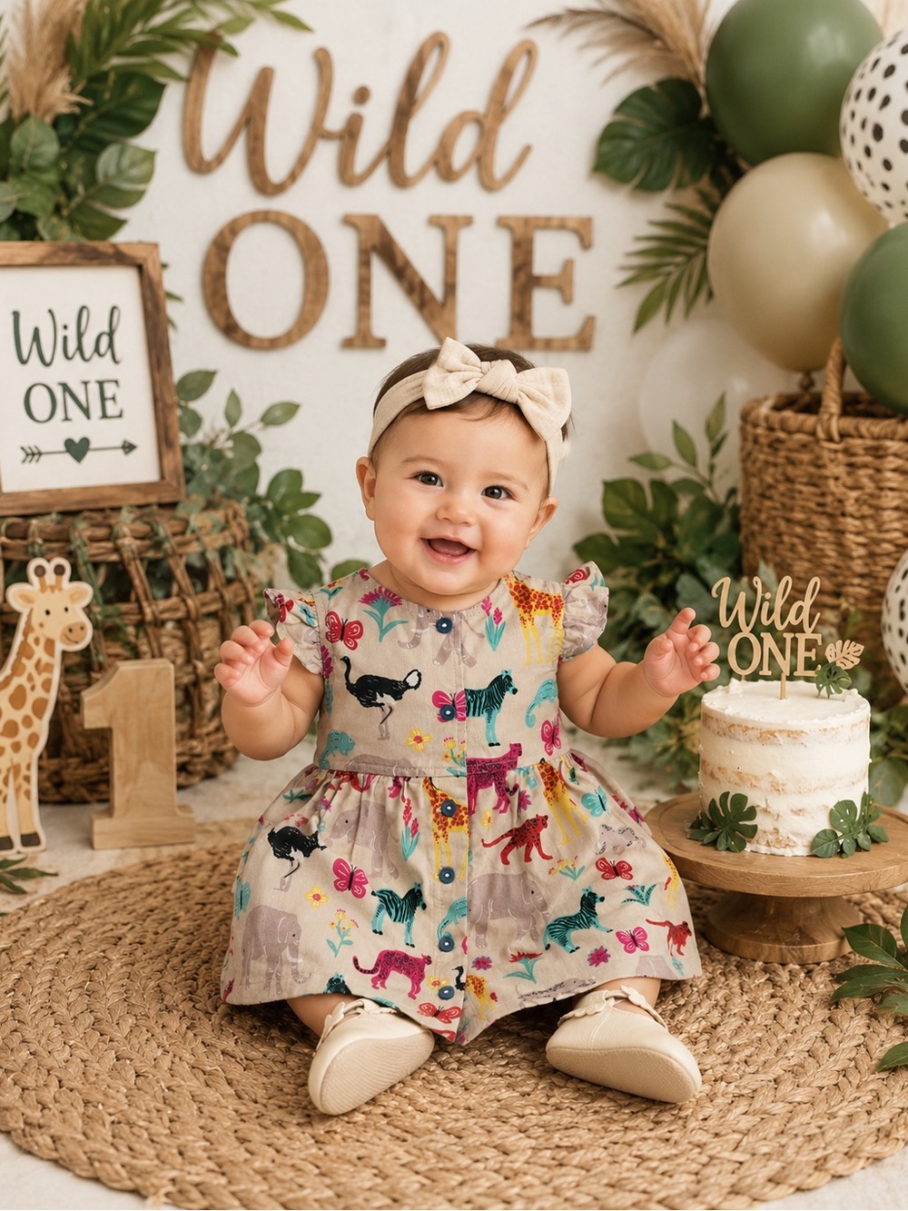 African Safari Animal Print Dress | 6–12 Months | 100% Cotton